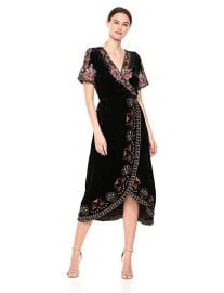 Johnny Was Embroidered Wrap Dress at Amazon